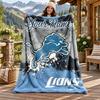 Detroit Lions Custom Name Flannel Blanket Personalized Soft Warm Plush Throw Blanket Customized Gift for Family Friends