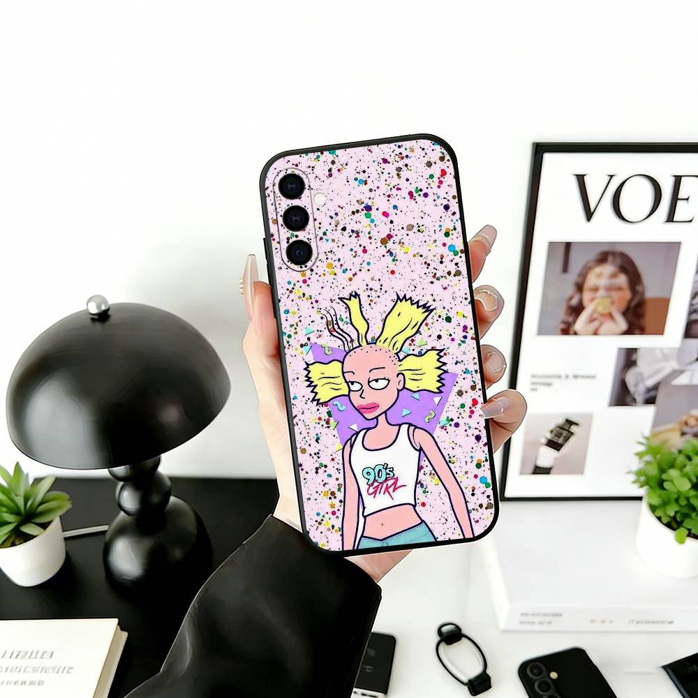 Rugrat C-Chuckie A-Angelica Phone Case Black Silicone Soft For Samsung Galaxy A73,A72,A71,A70,A53,A52,A51