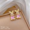 Titanium Steel Rabbit Necklace and Earrings Set - Light Luxury Micro-Inlaid Design for Banquets and Personal Style