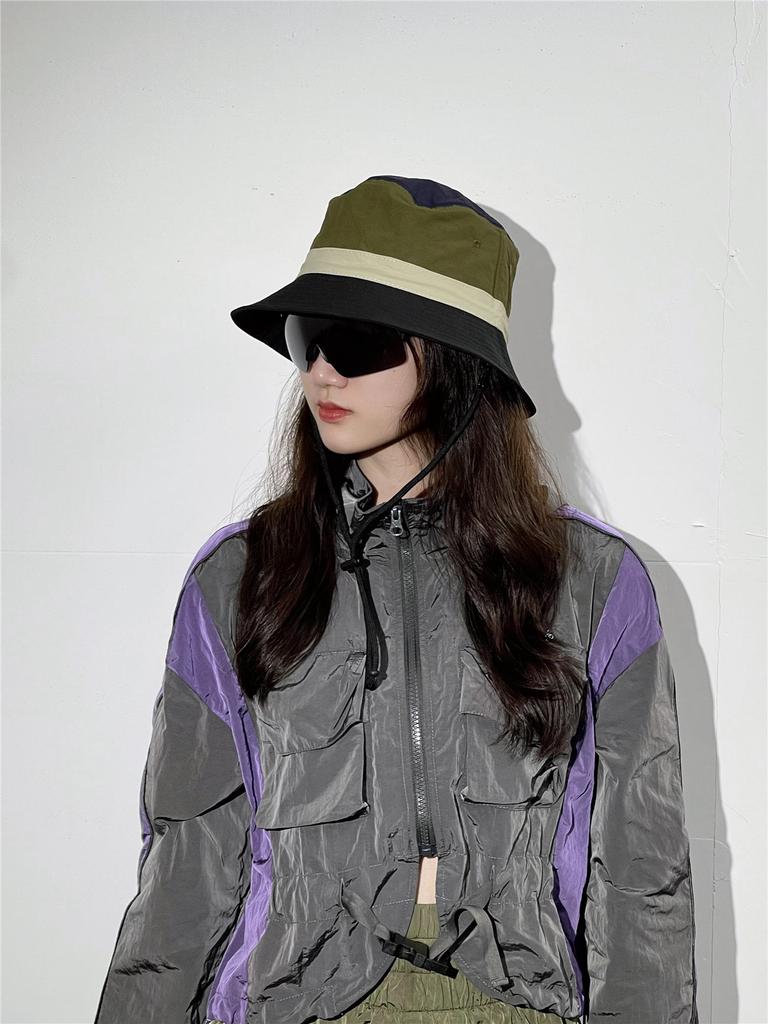 Quick drying color blocked fisherman hat new basin hat outdoor hiking sun hat women's summer sun protection hiking camping hat
