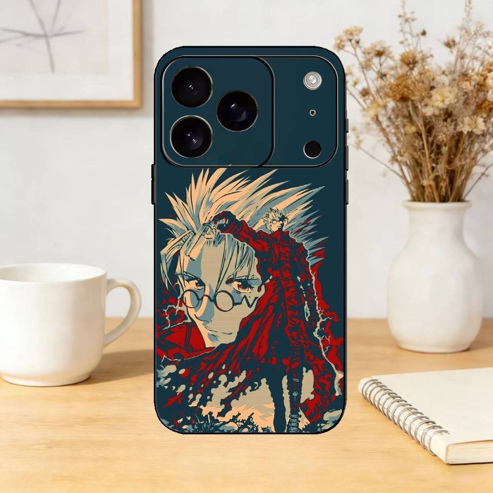 Trigun Anime Vash the Stampede (1) Phone Case For iPhone 17,16,15,14,13,12,11 Plus,Pro,Max,Mini Silicone black Soft Cover