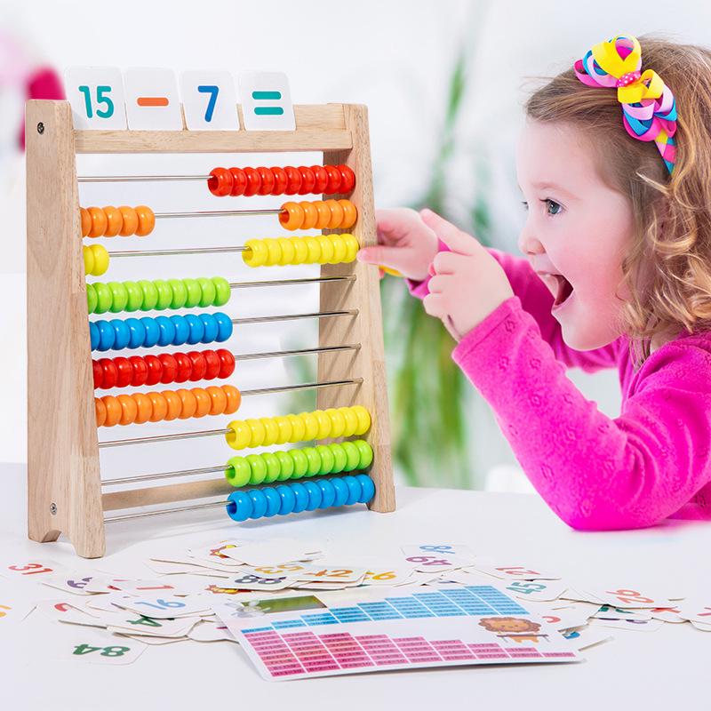 Children's Montessori Wooden Abacus Frame for Elementary Math Education