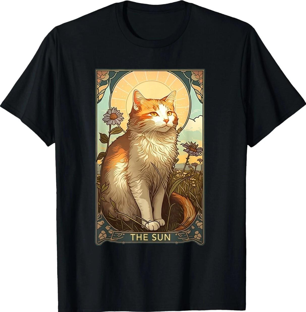 Cat Tarot Card, The Sun Tarot Card, Art Nouveau T-Shirt, Unisex T-Shirt S
