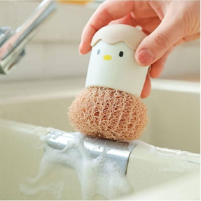 High-quality Nano Cleaning Brush With Handle For Pots And Dishes Cute And Detachable Eggshell Design