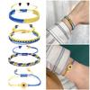 Creative Color Block Ukrainian Hand-Woven Adjustable Bracelet In Yellow and Blue
