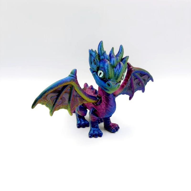 3D Printed Flying Dragon Statue Western Devil Dragon Joints Movable Simulation Eyes Pet Ornaments Office Desk Decor Handicrafts