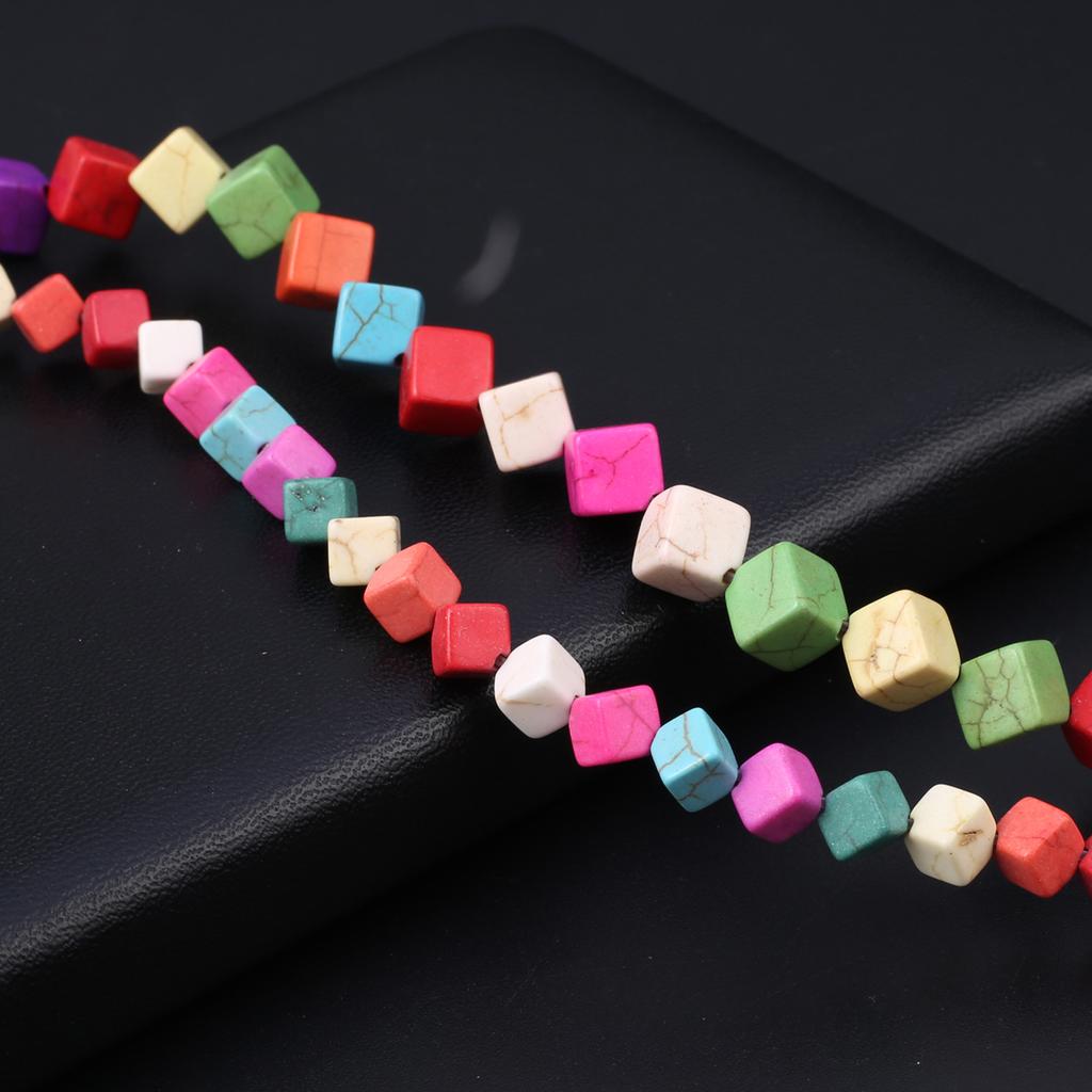 1 Strang Reiki-Heilenergie-Natursteinperlen, quadratisch, bunt, türkis, lose Abstandsperlen für DIY-Weihnachtsaccessoires, Schmuckherstellung, Perlen, 38 cm