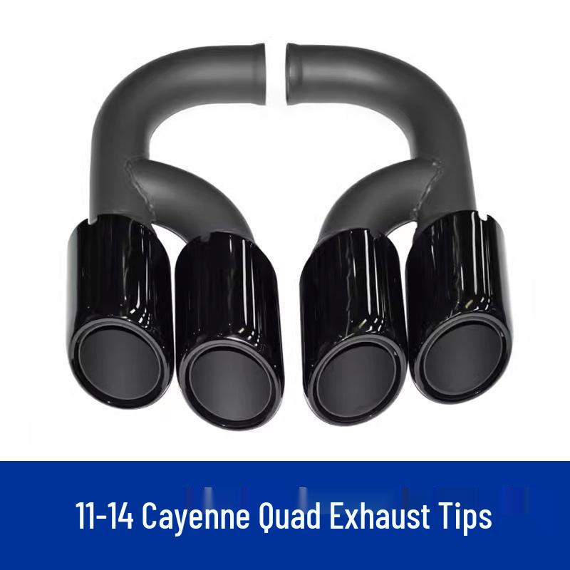 Porsche Cayenne (2011-2014) GTS Black Quad Exhaust Tips for Pipe Modification