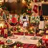 Poinsettia Christmas Wine Glass 2D Hand Painted Red Wine Cup Clear Stemmed Cup  Christmas