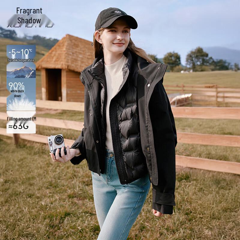 Xiangying Women s Hooded 90% White Duck Down Jacket L