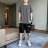 Men Two-piece Sets Sport Style Fashion Short-sleeved T-shirt Suit and Knee Length Short Pants Plus Size Men Clothing