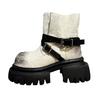Spice Girl Style Retro Platform Martin Short Boots New Fashion Polish Color Increase Versatile Belt Buckle Single Boots