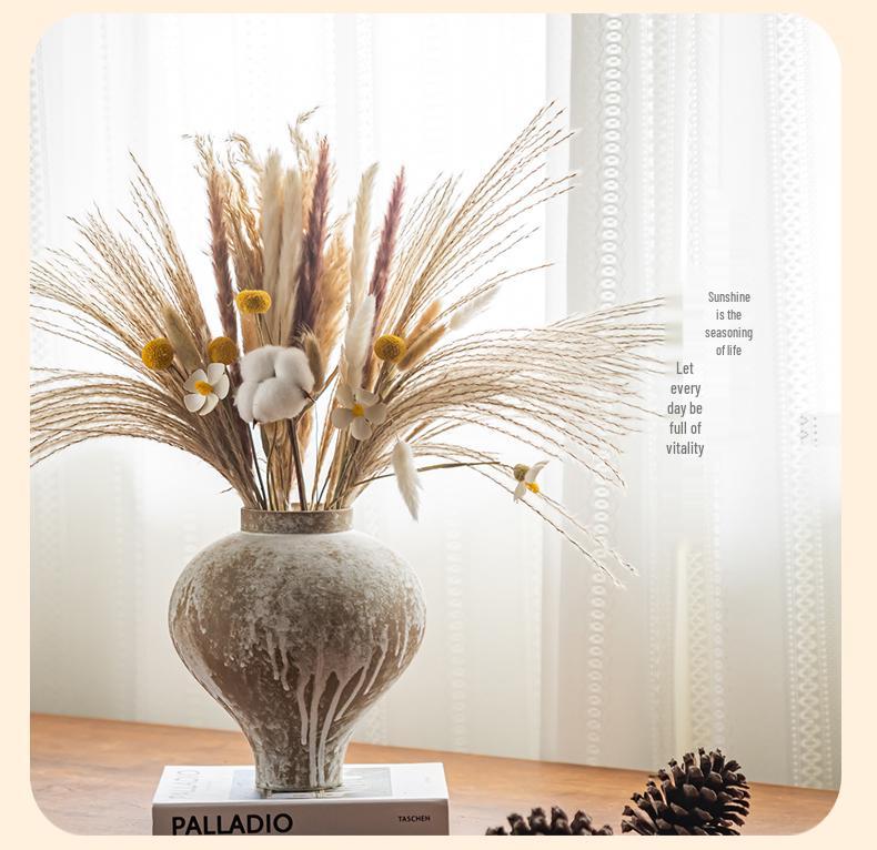 Vaso in Ceramica Stile Wabi-Sabi per Fiori Secchi in Soggiorno