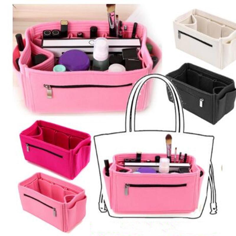 Make Up Organizer Felt Cloth Handbag Organizer Insert Bag Travel Inner Purse Portable Cosmetic Bags Fits Speedy Neverfull