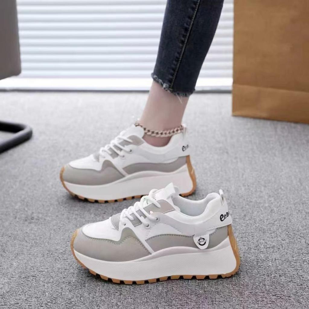 Large size new women's thick sole heightening casual women's shoes board shoes breathable sports
