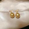 Elegant French Retro Floral Pearl Earrings - Geometric, Versatile, High-End Design for Women