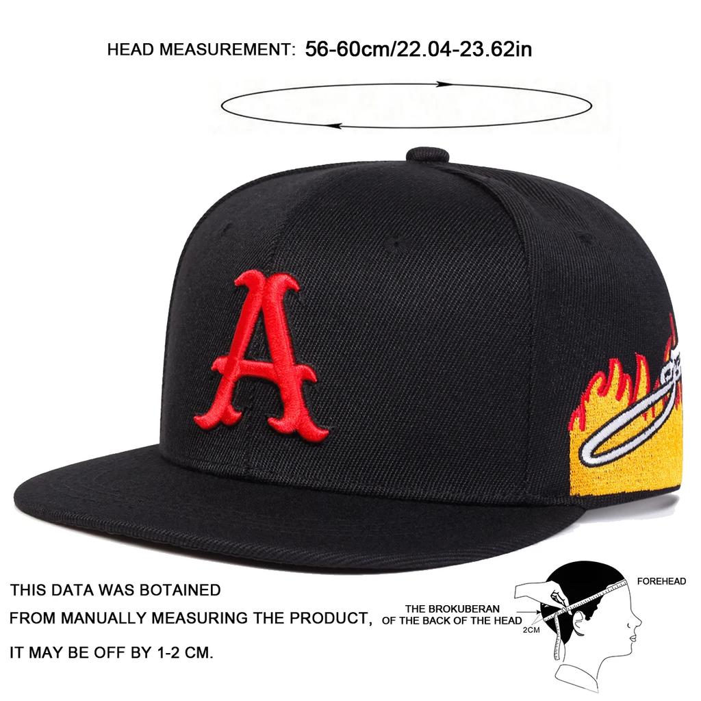 Hip-Hop Flame Side Stitching Stitched Embroidered Alphabet A Neutral Gender Women Men For Hats Spring Autumn Adjustable Casual Snapback Baseball