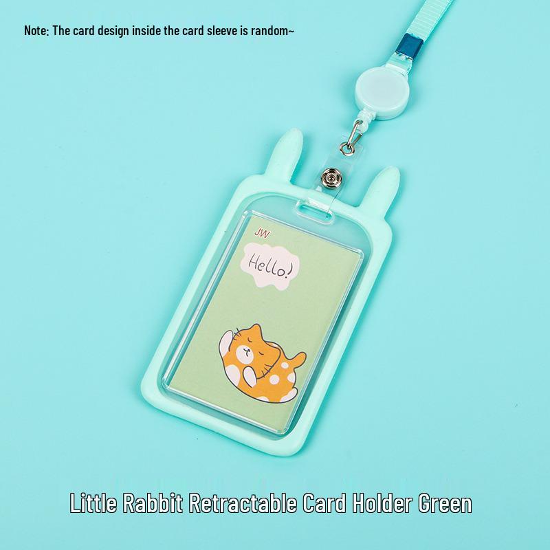 Creative Cartoon ID Card Holder with Lanyard - Cute, Transparent, and Waterproof for Students and Employees