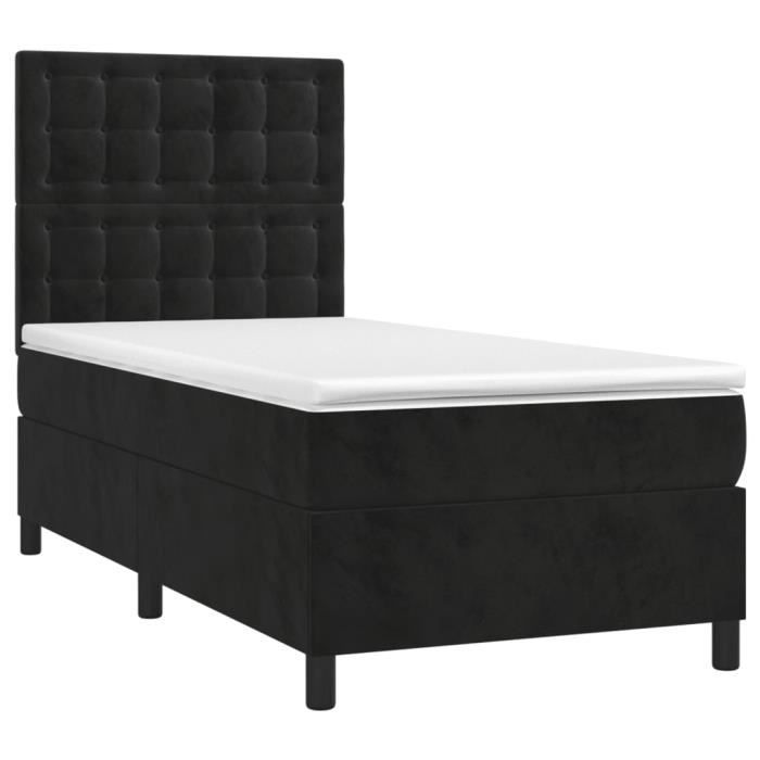 3143249 vidaXL Divan Bed with Mattress Black 100x200 Cm Velvet
