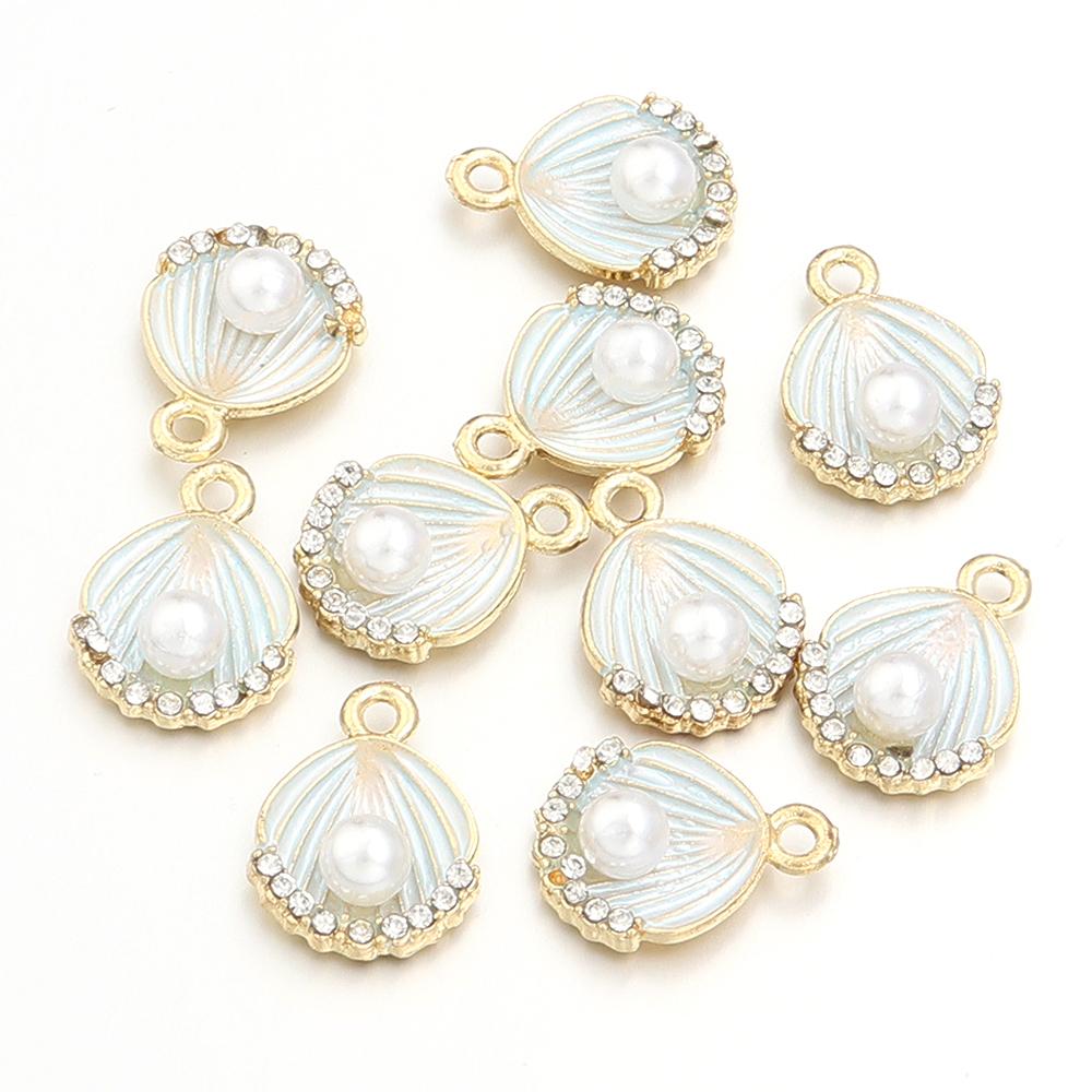 10pcs/lot Alloy Enamel Pendant Colorful Scallop Starfish Shell Shape Charms For DIY Fashion Earring Necklace Jewelry Accessories