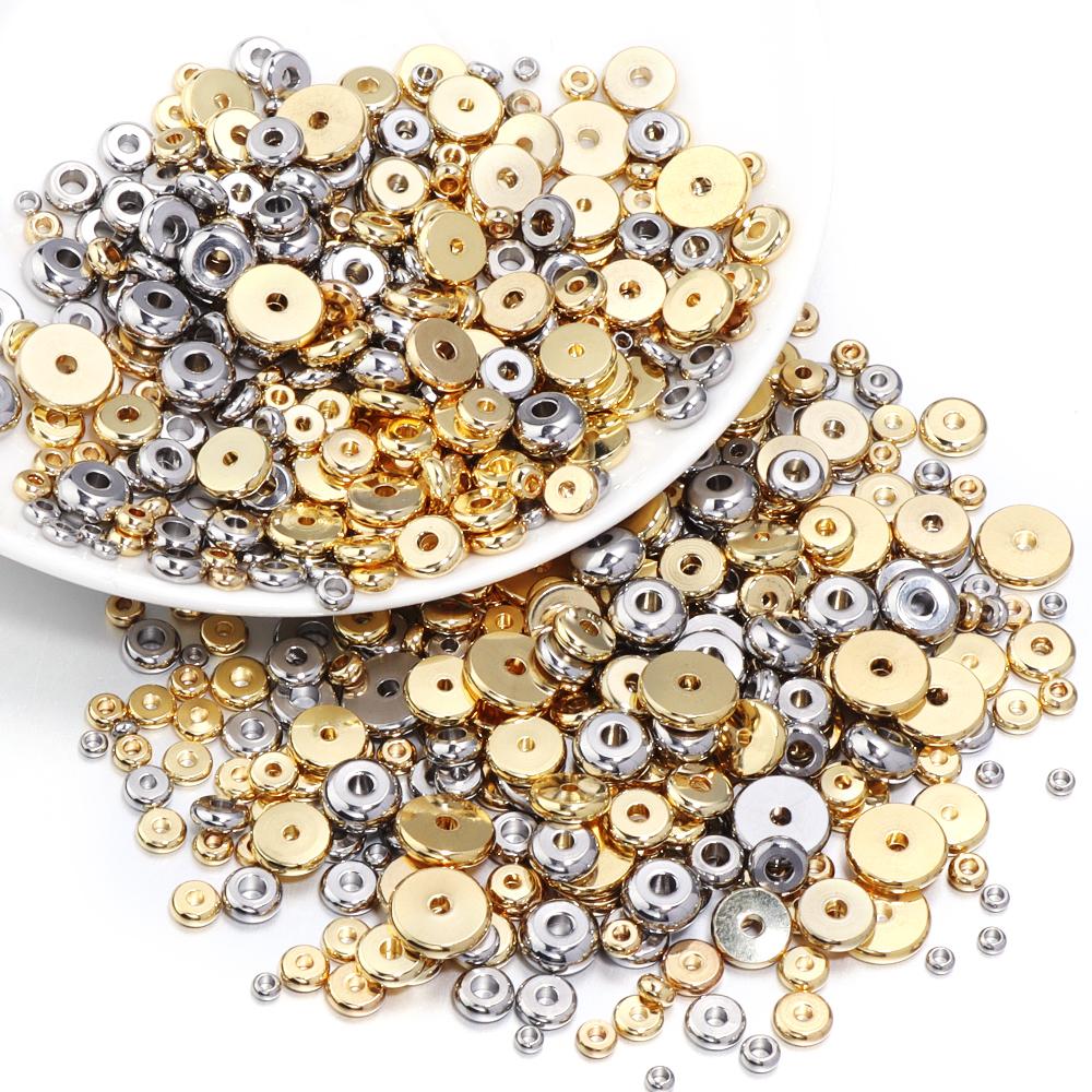 20/50pcs Stainless Steel Spacer Beads Flat Round Loose Wheel Beads For Jewelry Making DIY Charms Bracelet Necklace Accessories