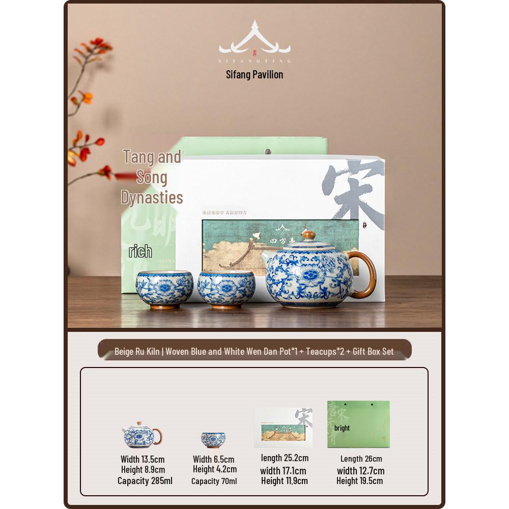 Jun Ware Blue and White Teapot: Chinese High-End Large Size for Brewing Tea Kung Fu Style 2026