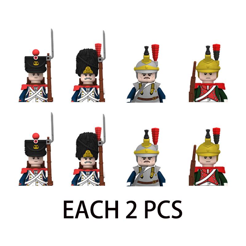 MOC Wojskowy Wojny Napoleońskie Francuski Rosyjski Figurka Armia Klocki Budowlane Żołnierz Broń Pistolety Miecz Plecak Akcesoria Klocek B137