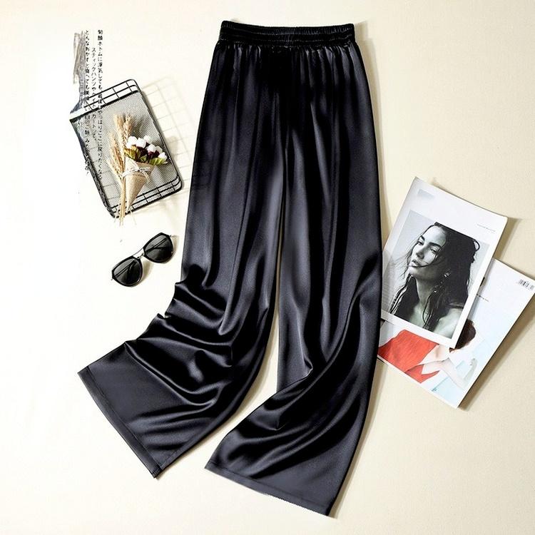 Women Faux Silk Trousers Satin Pants 