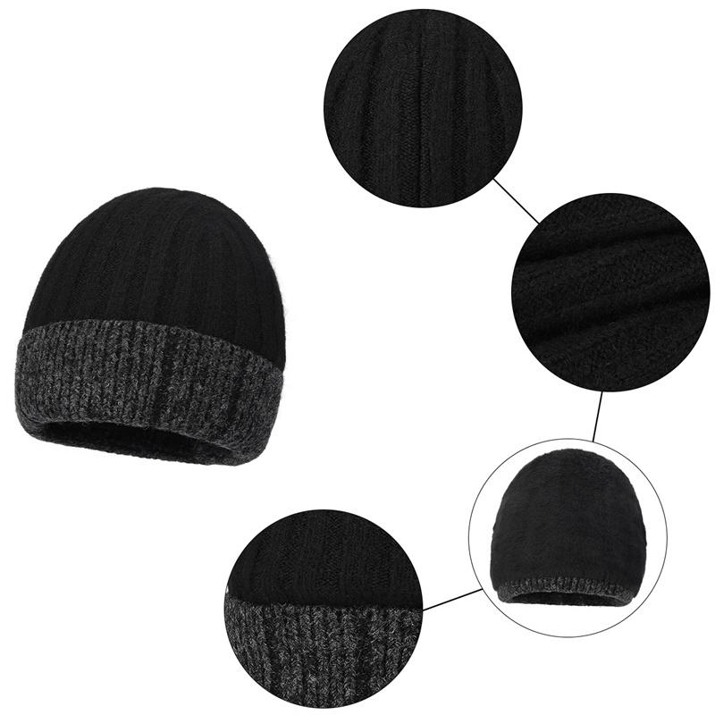 Winter Men Wool Hat Color-Matching Knitted Hat Outdoor Warm Cold-Proof Hat