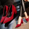 Manufacturer 2019 Spring New Korean Version of High Heels Fashion Thick Heel Single Shoes Pointed Women's Shoes Trendy Wedding Shoes