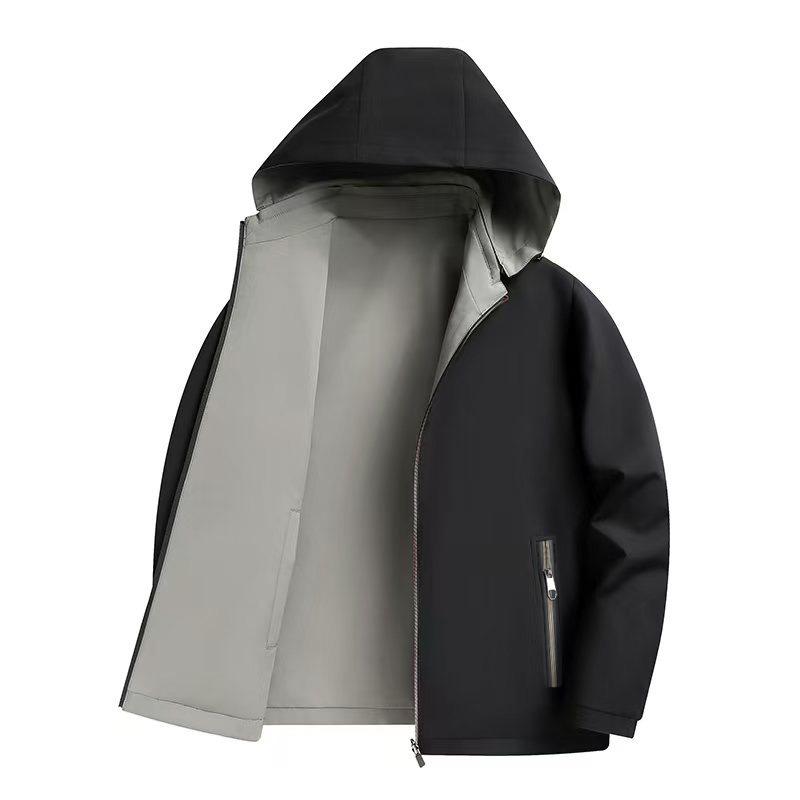 New Double-sided Jacket Men's Spring and Autumn Business Jacket Medium and Old Casual Top Can Take Off Hats
