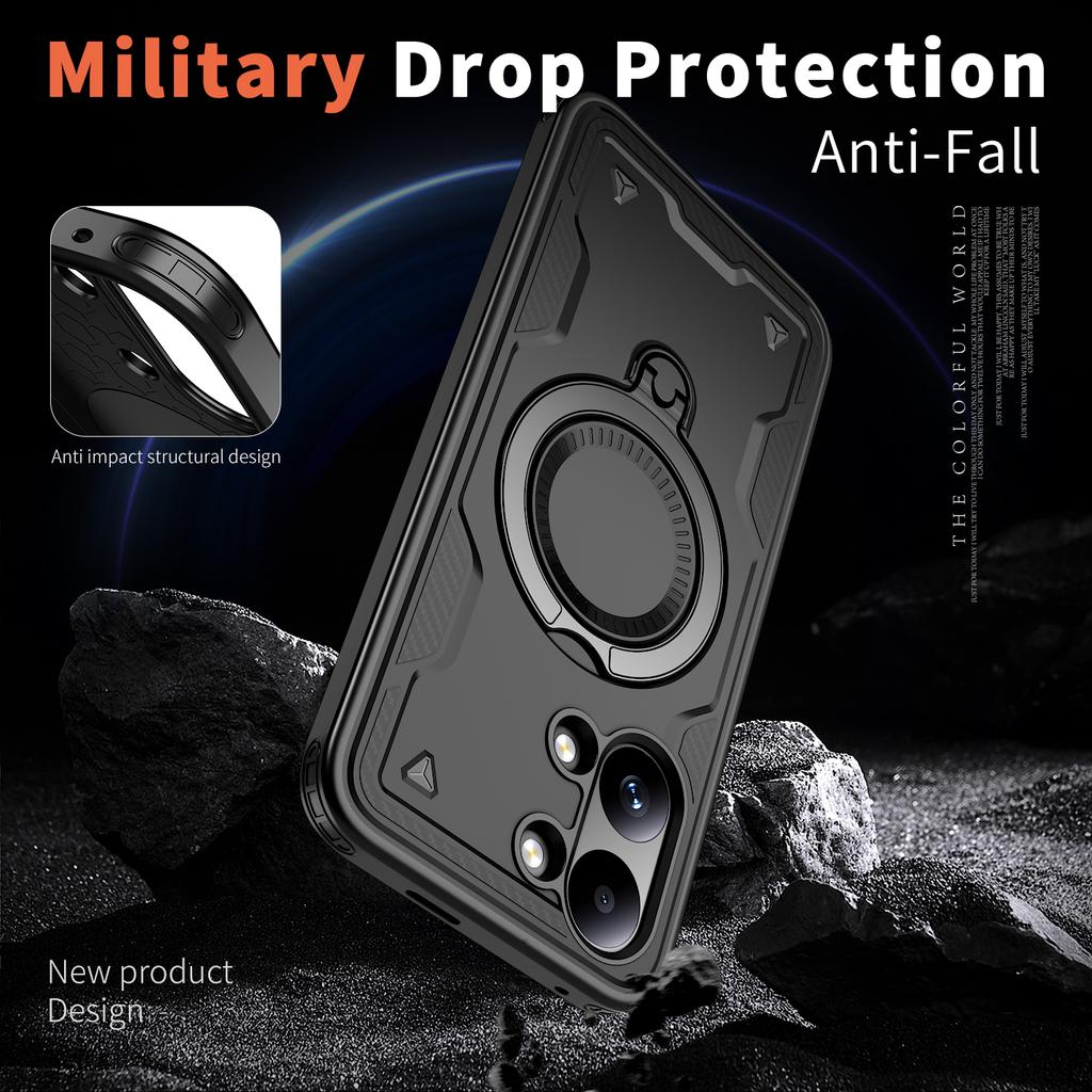 Armor Shockproof Case For Xiaomi Poco X8 Pro Max Redmi Turbo 5Max 360° Rotating Magnetic Stand TPU Plastic Phone Cover Fundas