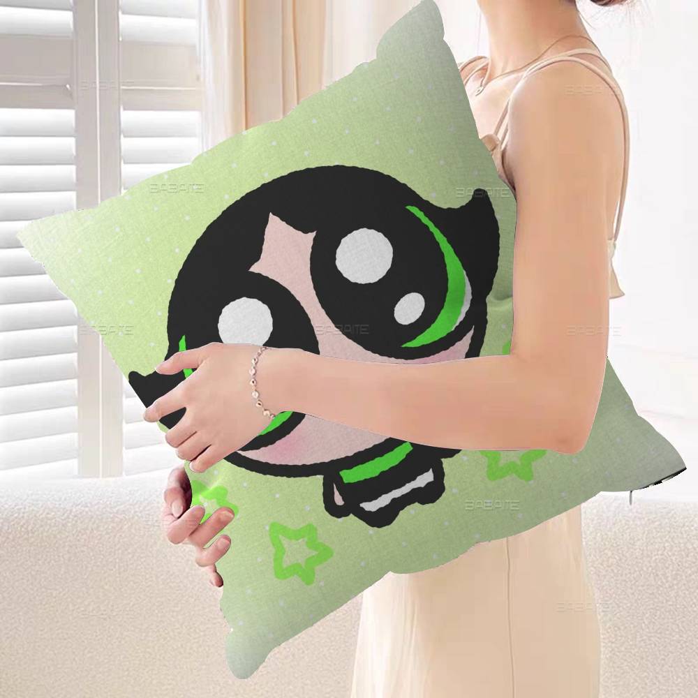 Kawaii P-Powerpuff Anime G-Girls Pillow Cover Sofa Cushion Cover Home Room Decoration Children Gift