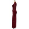 2025 Wine Red Slim Fit Knitted Long Dress with Metal Accents