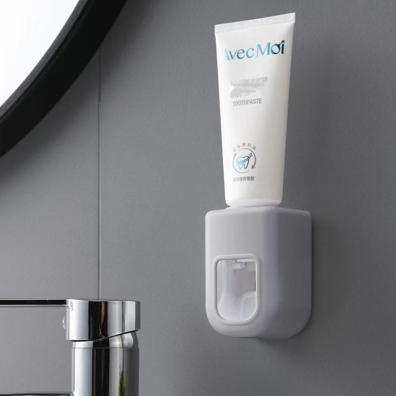 

Настенный держатель для зубной пасты и зубной щетки — дрель не нужна серый