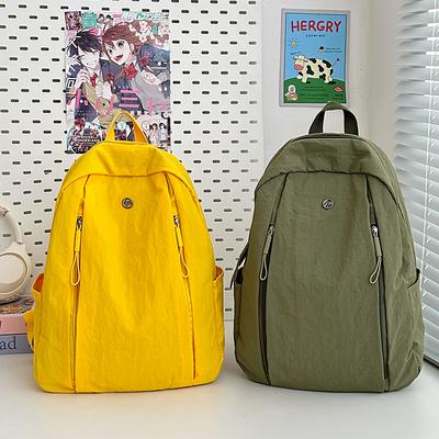Solid Color Backpack Women's Nylon Backpack Junior School Student Schoolbag
