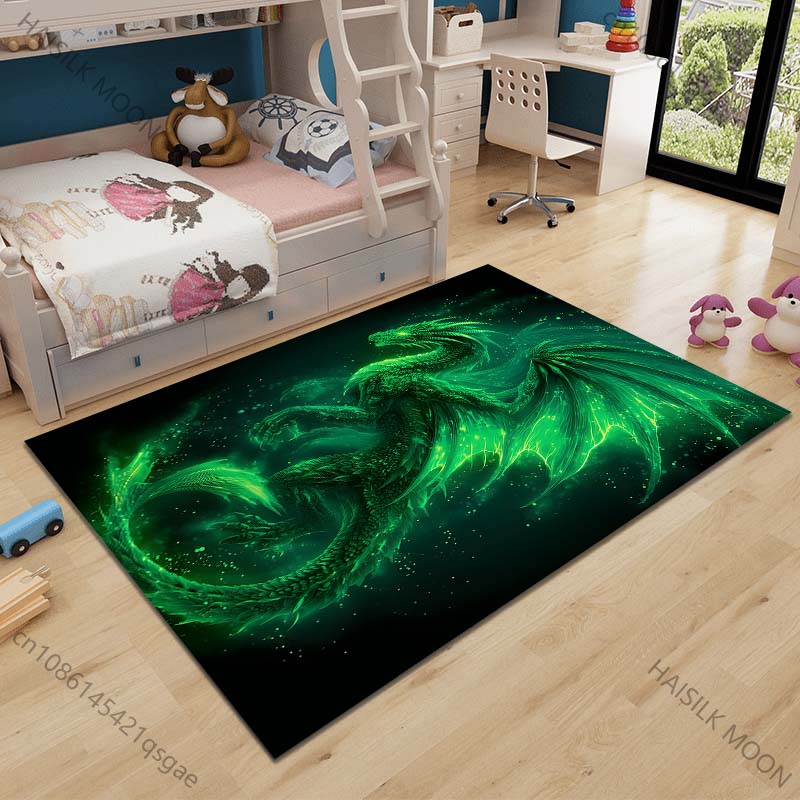 

Multiple sizes Glowing green dragon Carpet for Living Room Bedroom Sofa Home Decor Rus Non-slip Floor Mat Luxury Gift 40cm x 60cm