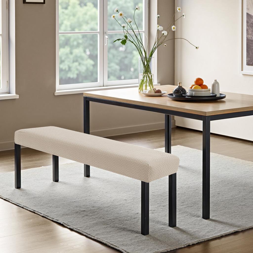 1PC Stretch Jacquard Dining Bench Cover Living Room Anti-Dust Removable Bench Slipcover Washable Bench Seat Protector