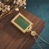 Aieryuan Chinese Ethnic Jade Pendant Necklace - Natural Green Chalcedony Peaceful Square for Men and Women