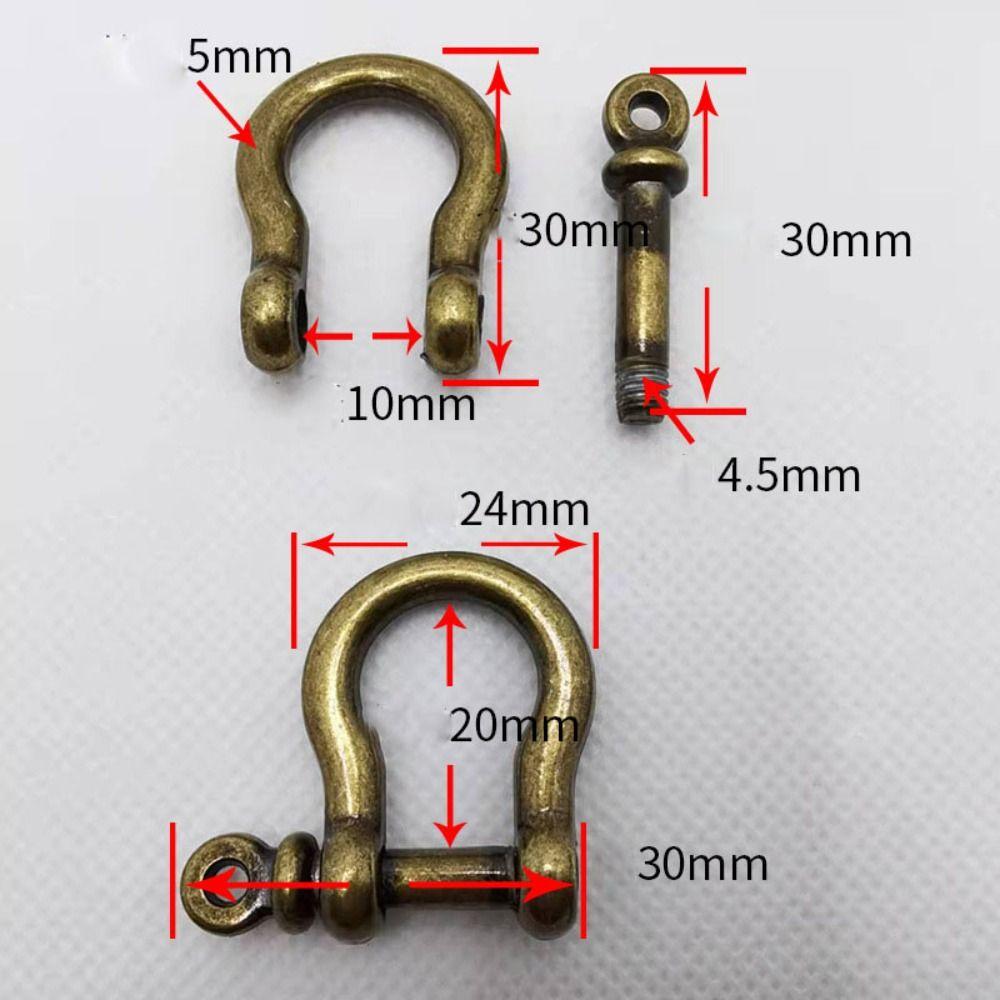 1piece Solid Brass Carabiner D Bow Staples Shackle Fob Key Ring Keychain Hook Screw Joint Connector Buckle