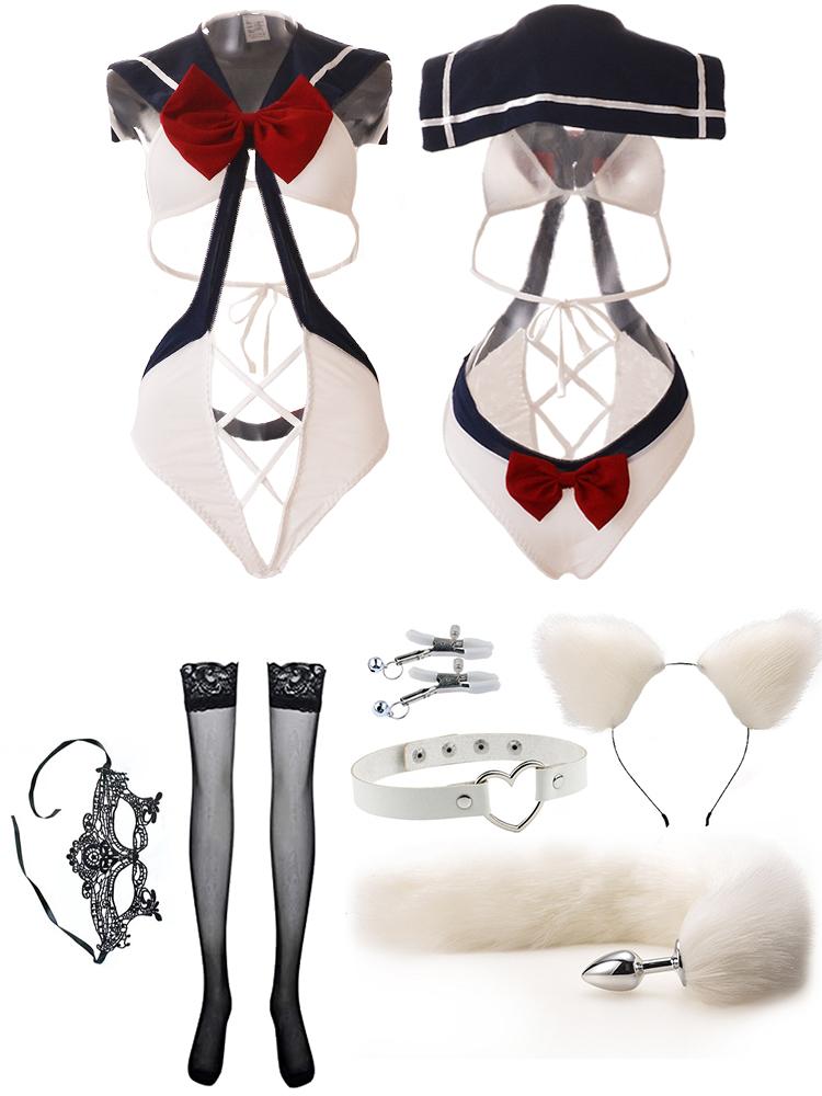 Sexy Lingerie SchoolGirl Babydoll Role Costume Women Erotic Cosplay Student Uniform Maid Mini JK Skirt Tube Dress Sensual Outfit