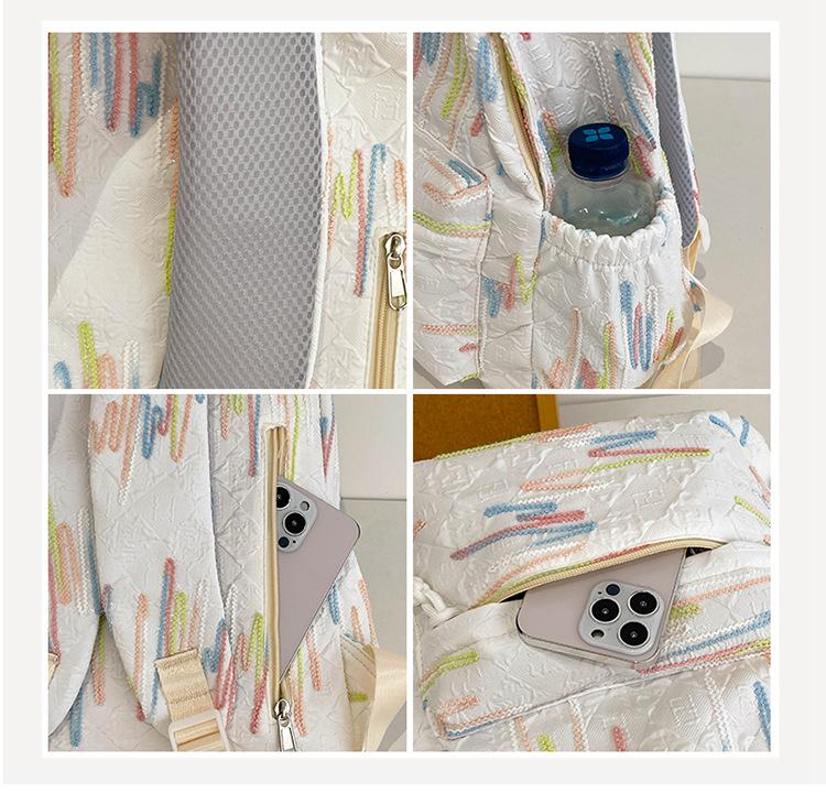 High-value Soft Girl Japanese-Style Cute Striped Backpack for Students, Large Capacity and Versatile.