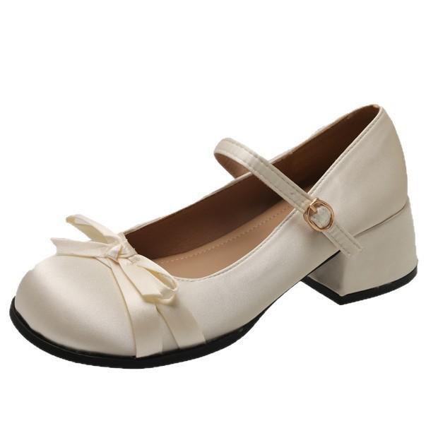 White Mary Jane Shoes Women's 2025 New Spring Versatile Bow French Shallow Mouth Single Shoes College Style Small Leather Shoes