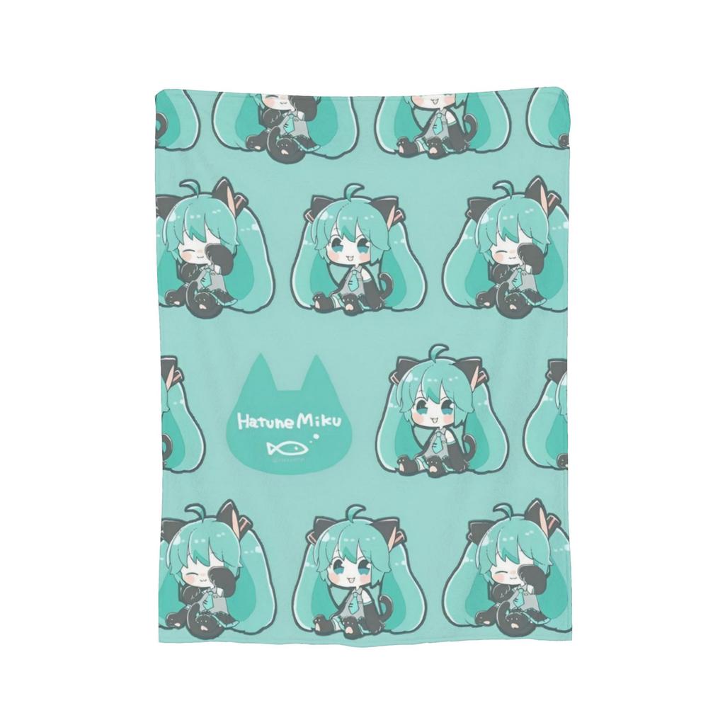 Hatsunes Mikus Vocaloid Blankets Anime Style Flannel Novelty Breathable Throw Blankets for Chair Covering Sofa Autumn/Winter,