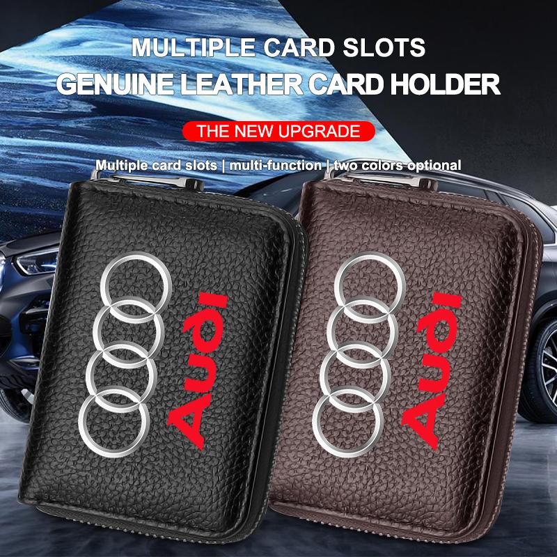 Leather Car Driver's License ID Card Bank Card Wallet Car Styling For Audi TT Q3 Q5 Q7 Q8 B5 B6 B7 B8 B9 Q7 8P 8V 8L A3 A4 A5 A6 A7 A8 8L R8
