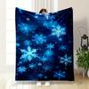 Glowing Blue Snowflakes Scattered On a Dark, Starry Background. for All Seasons Blanket Lunch Break Throw Gift