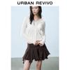 UR 2025 Spring Women's V-neck Ruffle Trim Slim Knit Cardigan