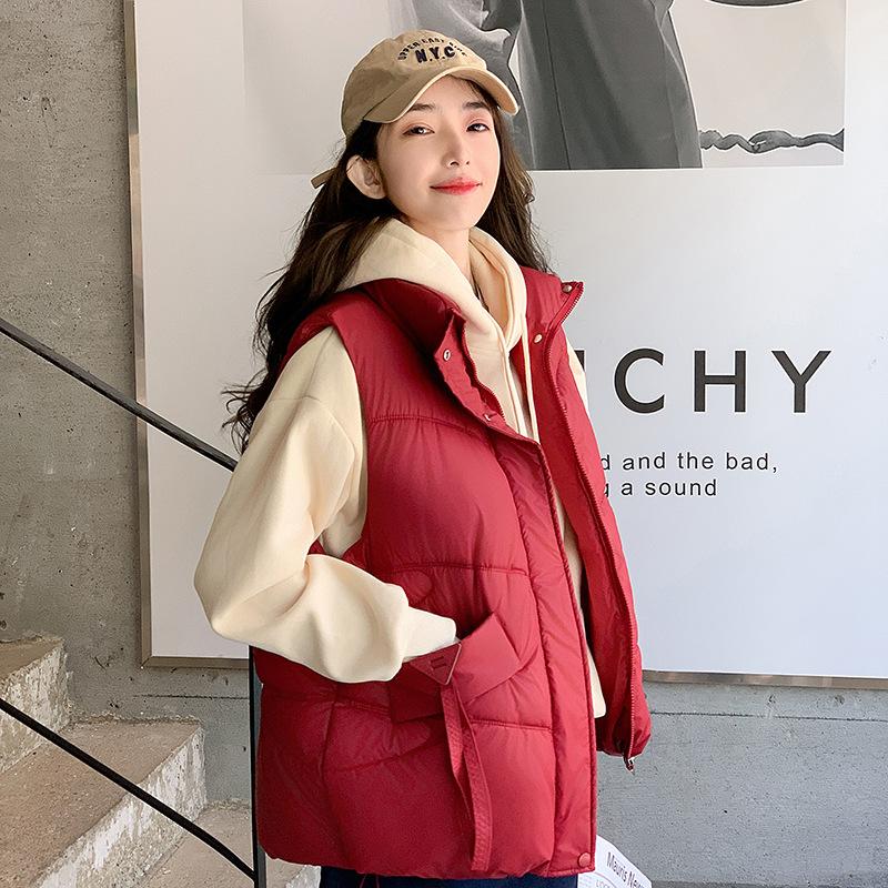 Daunenweste Kurz Stehkragen Ärmellos Weste Jacke Baumwollweste Damenbekleidung.