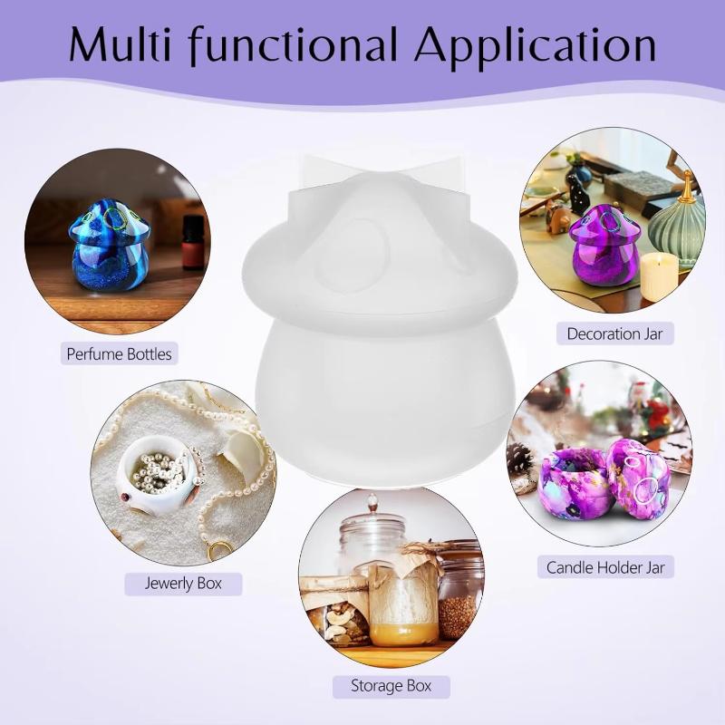 Mushroom Jar Resin Mold Silicone Epoxy Mold Jar Mold With Lid Epoxy Resin Casting Diy Storage Container For Jewelry Candy Craft