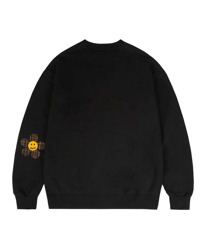 GRAVER [Unisex] Elbow Flower Dot Sweatshirt_Black